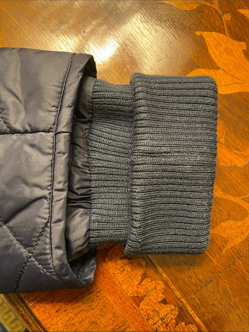Barbour Quilted Navy Coat with Corduroy Collar • Size 10 - Picture 9 of 16